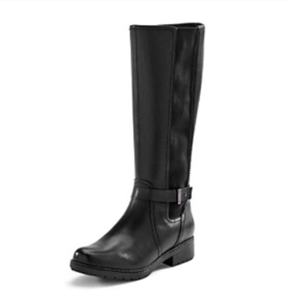 NWOT Clarks Merrian Rayna Knee Hi Black boot shoe size 7M